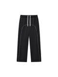 Cyber-Stitch Wide-Leg Sweatpants - Black