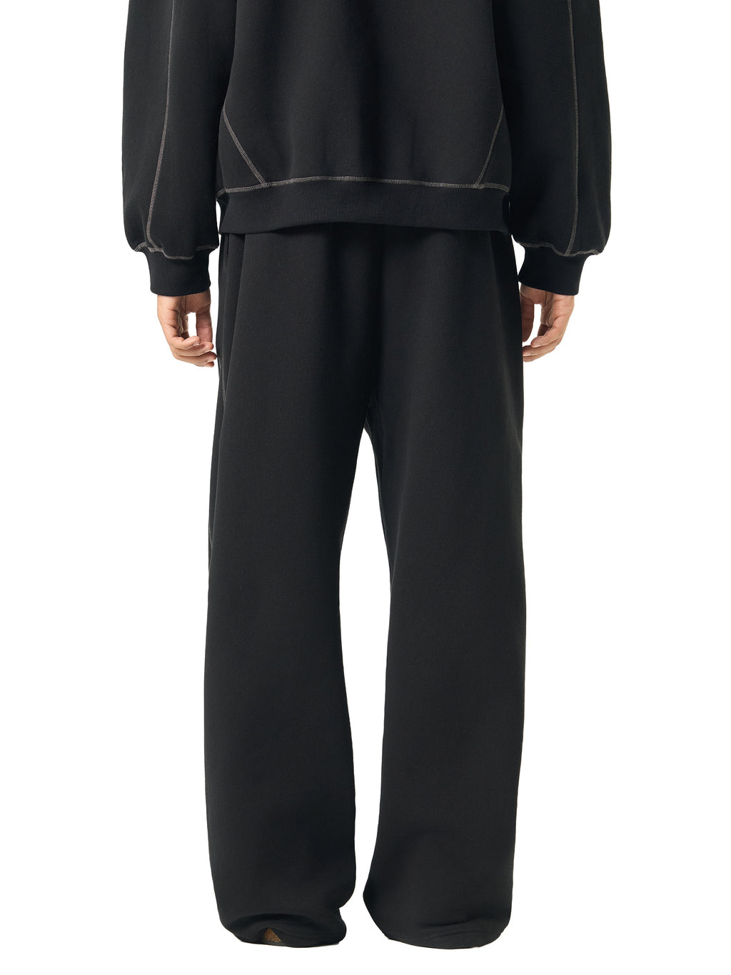Cyber-Stitch Wide-Leg Sweatpants - Black