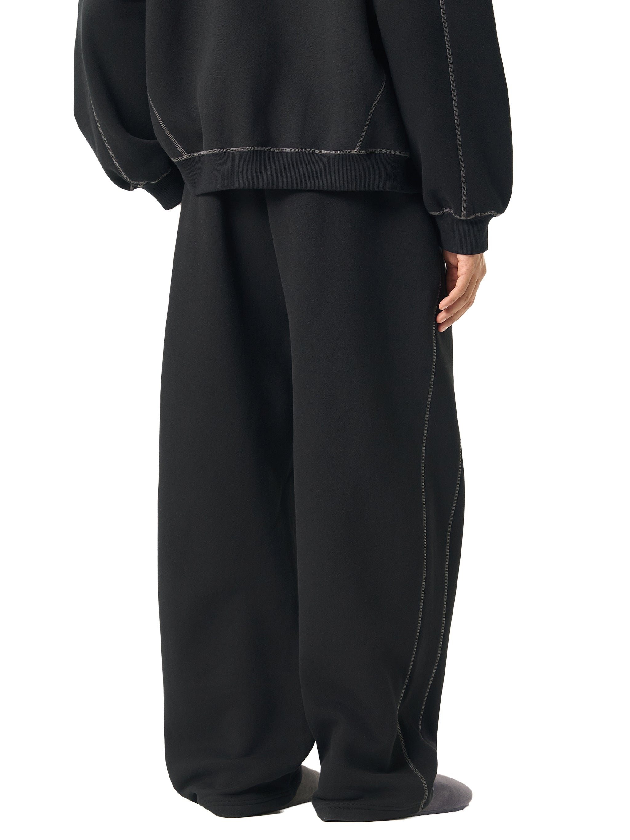 Cyber-Stitch Wide-Leg Sweatpants - Black