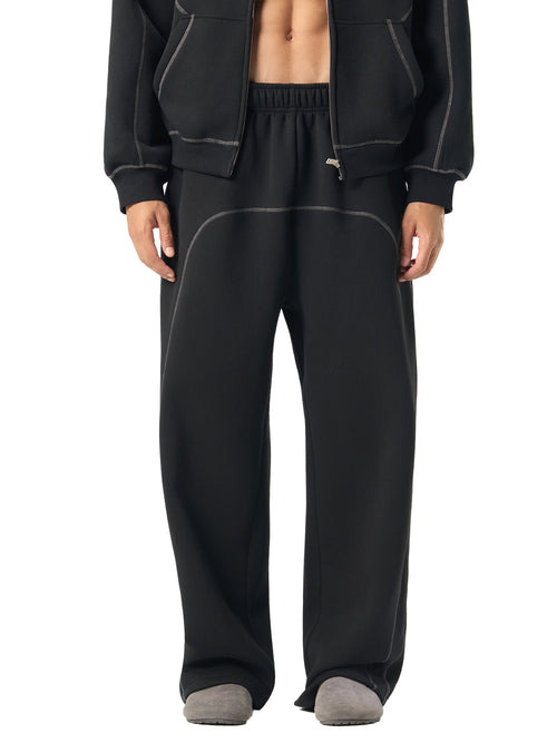 Cyber-Stitch Wide-Leg Sweatpants - Black